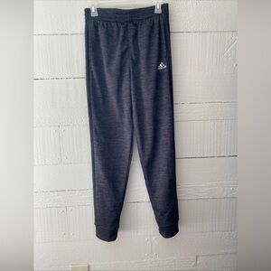 Adidas Youth Size 14/16 Fleece Lined Charcoal Heather Track Pants Side Stripes